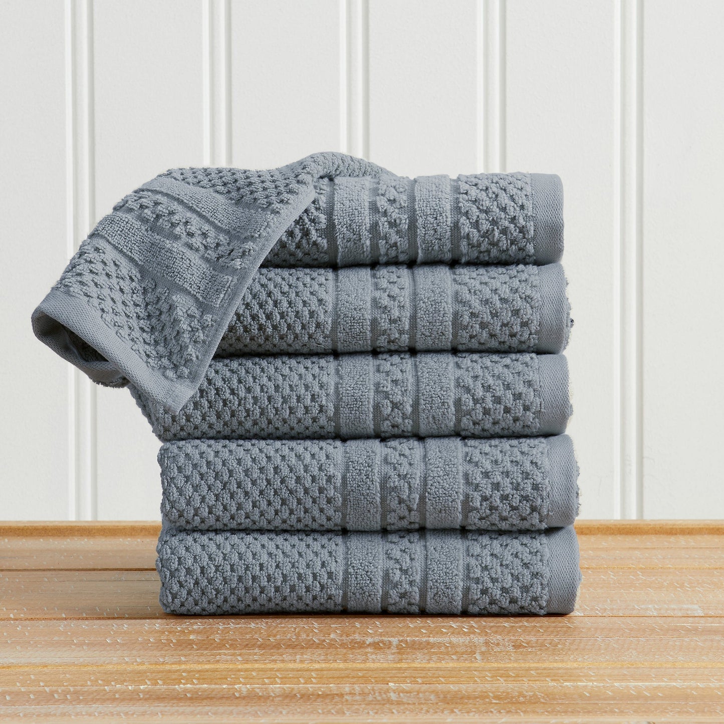 100% Cotton Checkered Jacquard Bath Towel Set - Giuliana Collection